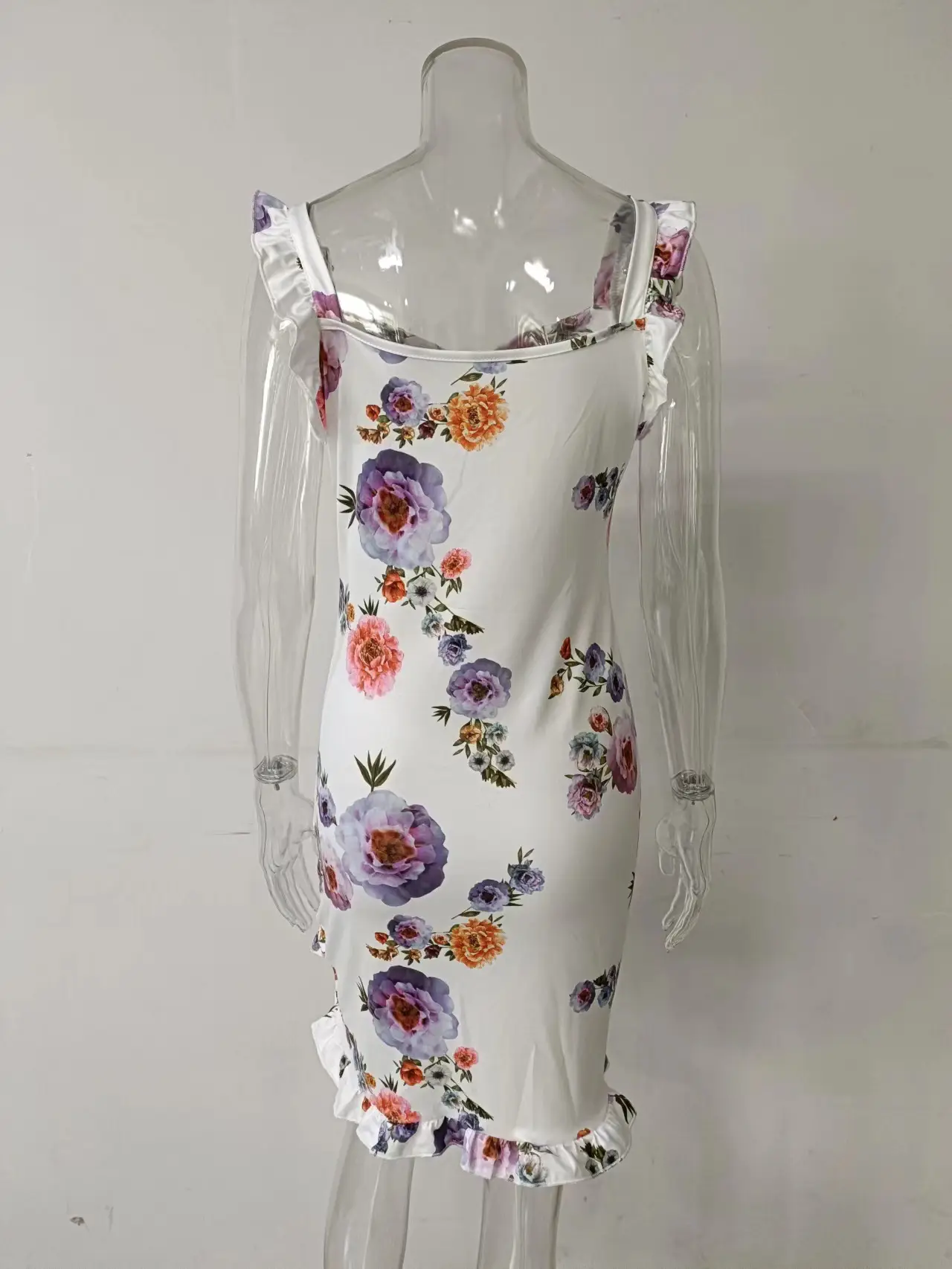 2025 Floral Ruffled V-Neck Hip-Cover Dress for Women — feature 26