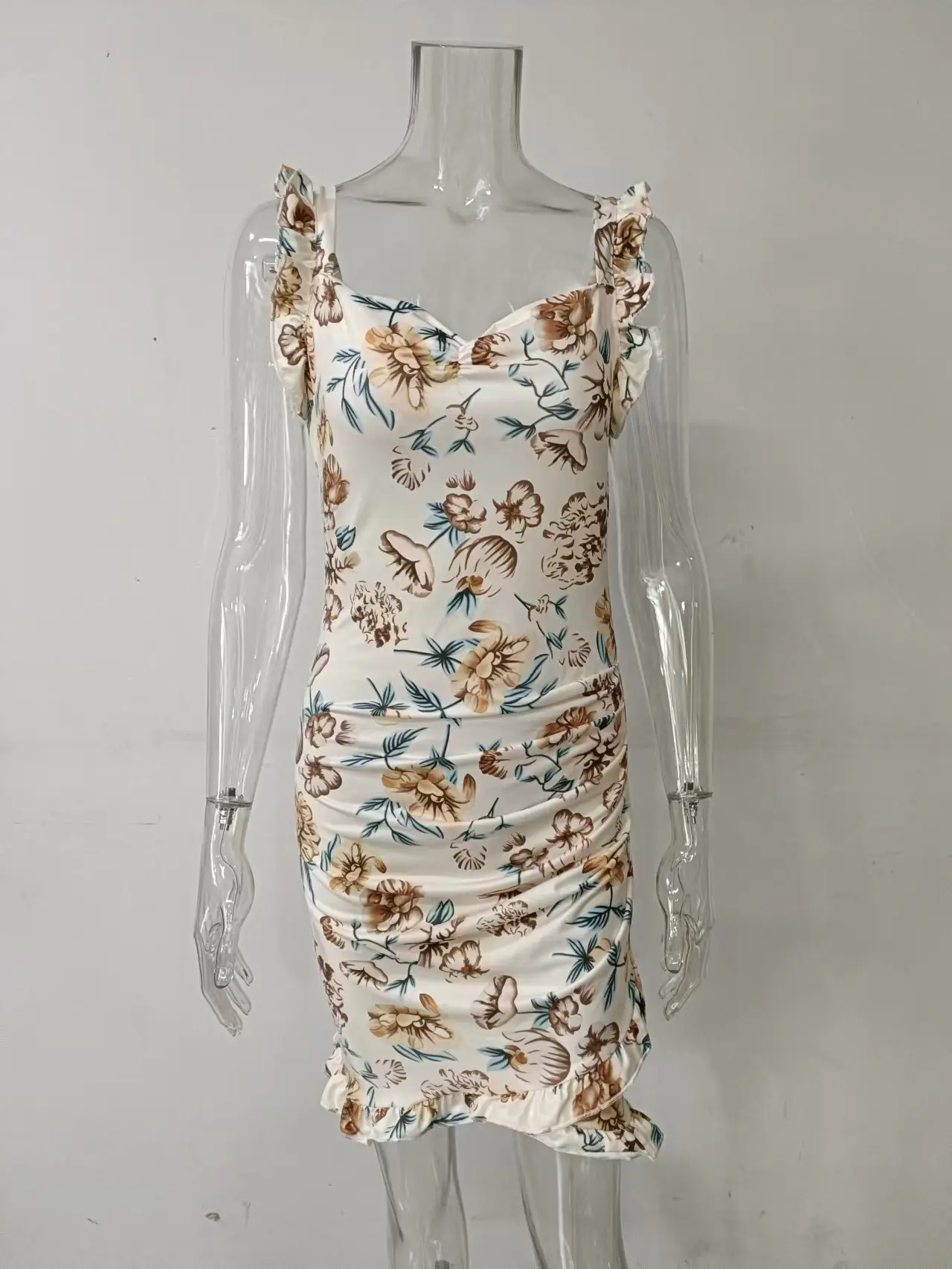 2025 Floral Ruffled V-Neck Hip-Cover Dress for Women — feature 27