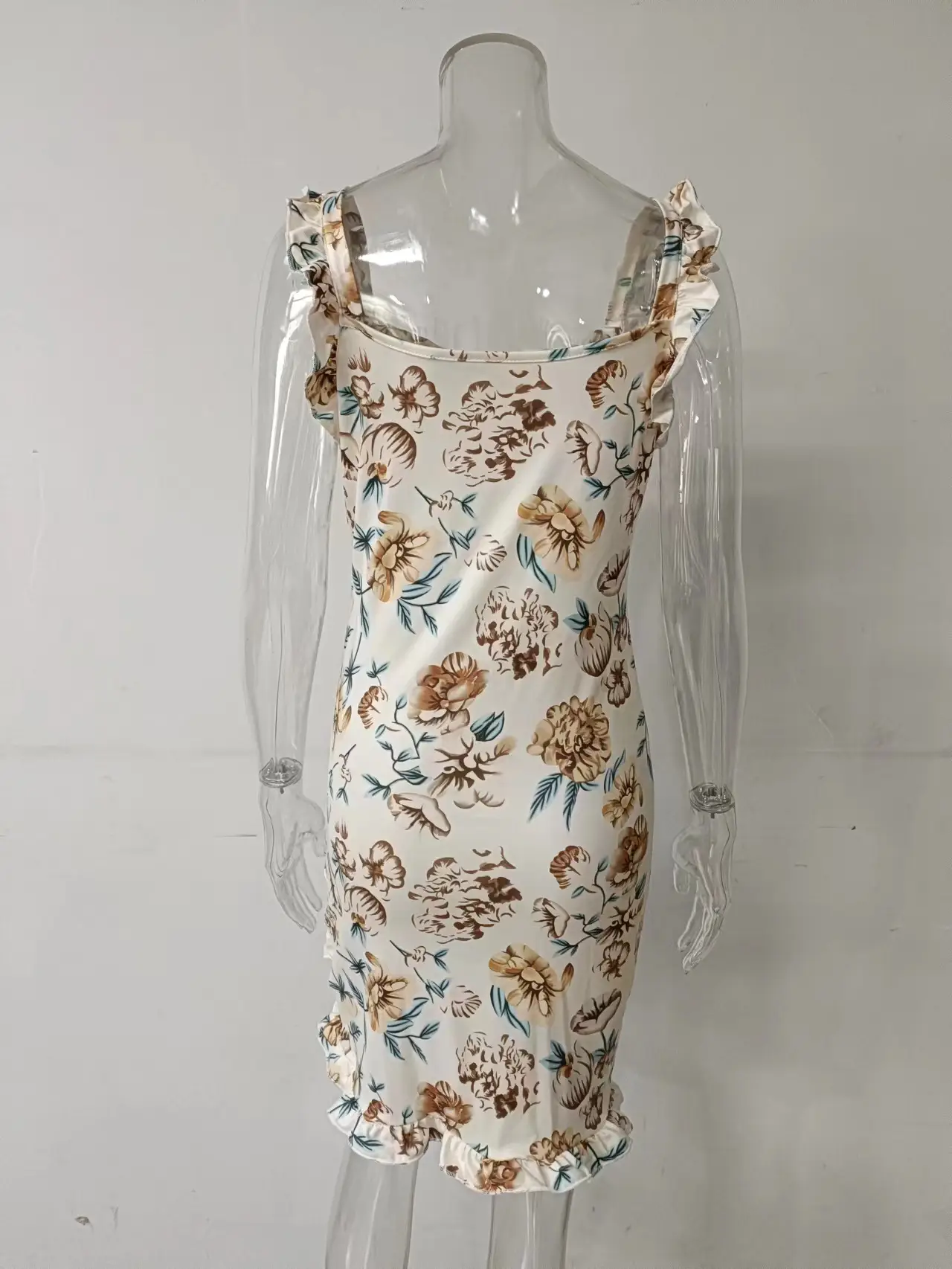 2025 Floral Ruffled V-Neck Hip-Cover Dress for Women — feature 28