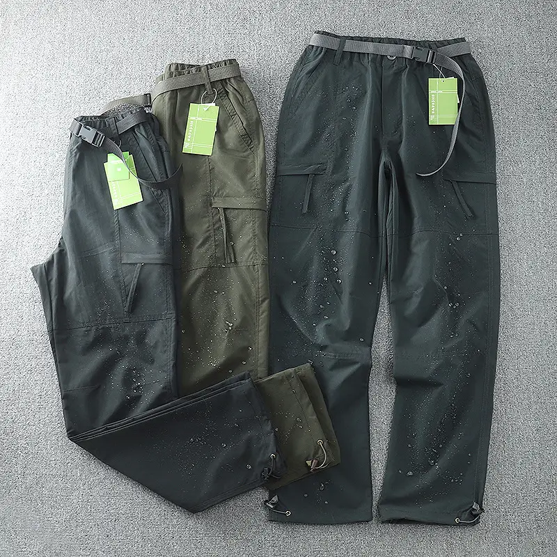 Men's Water-Resistant Sports Pants Olive Kornee Multi-Pocket - Image 5