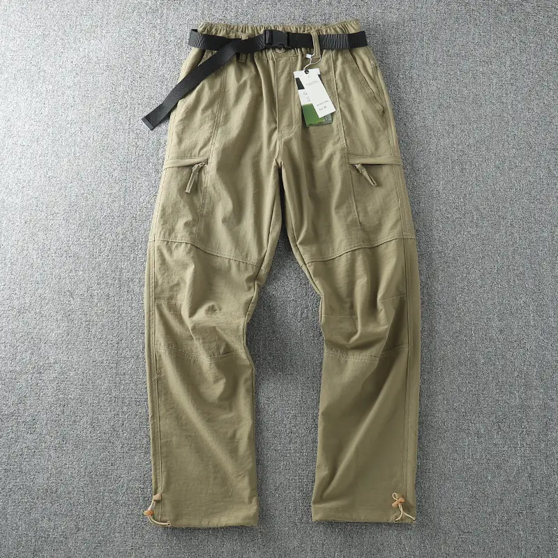 Men's Water-Resistant Sports Pants Olive Kornee Multi-Pocket - Image 4