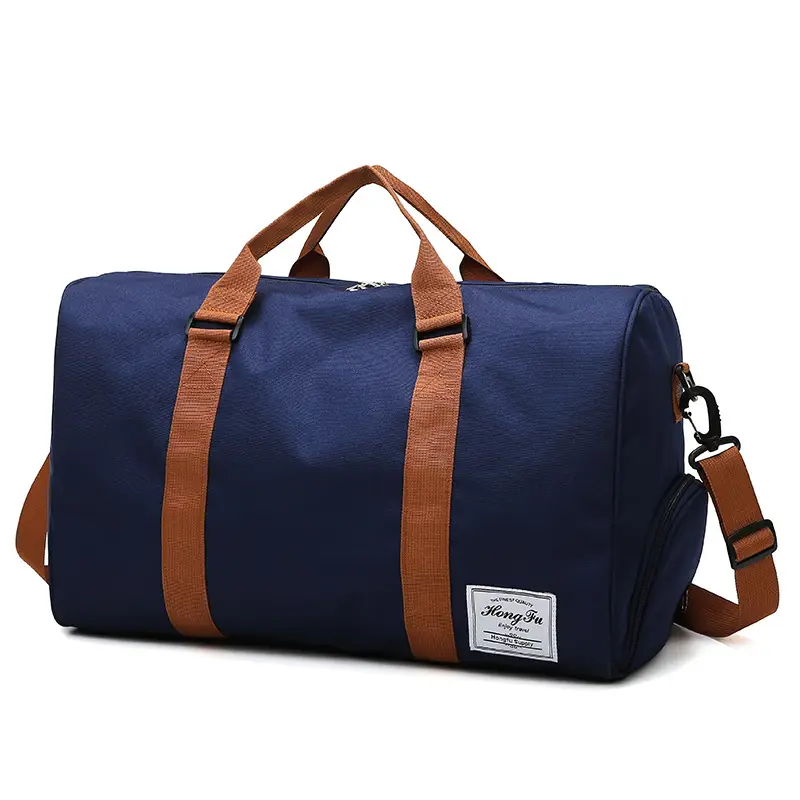 Purple Large Travel Bag with Leather Strap - Image 4