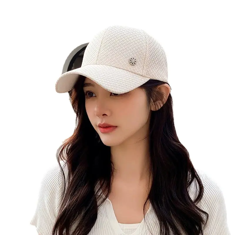 New Women's Beige Baseball Cap with Bead - Image 7