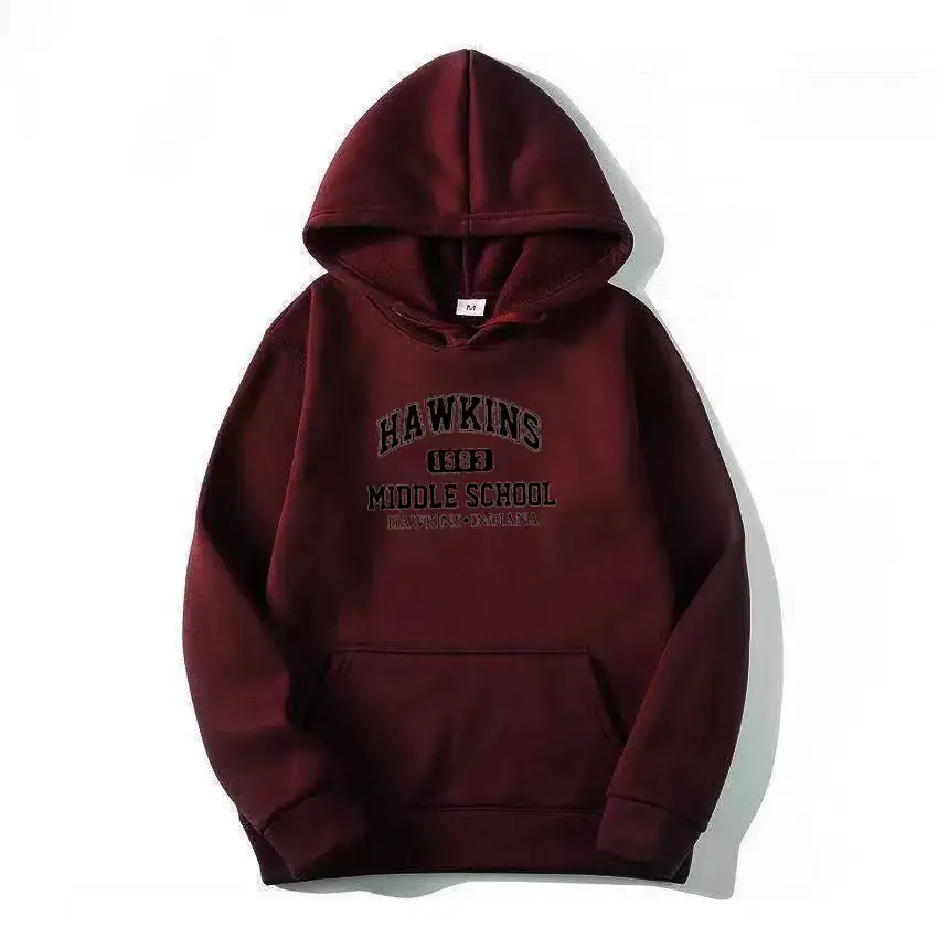 Women White Hawkins Middle School Hoodie Fleece Long Sleeve - Image 13