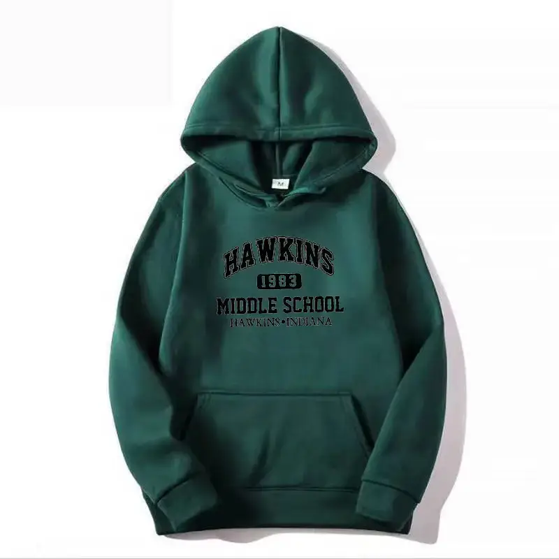 Women White Hawkins Middle School Hoodie Fleece Long Sleeve - Image 14
