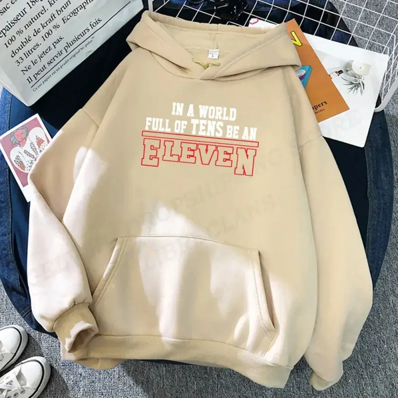 Women White Hawkins Middle School Hoodie Fleece Long Sleeve - Image 15
