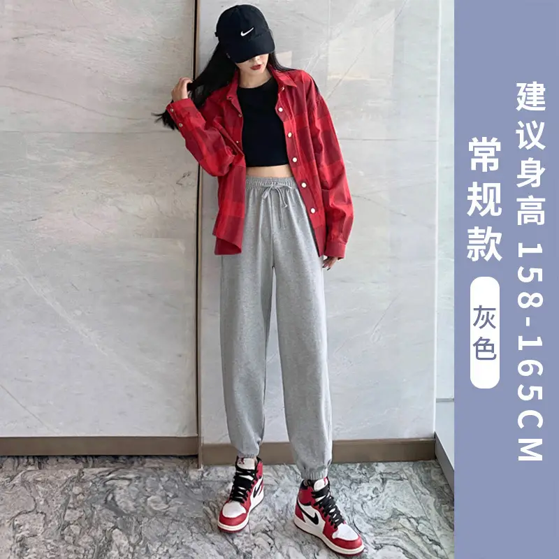 2025 Women Gray Sweatpants Spring Autumn Loose Casual Harem Pants - Image 5
