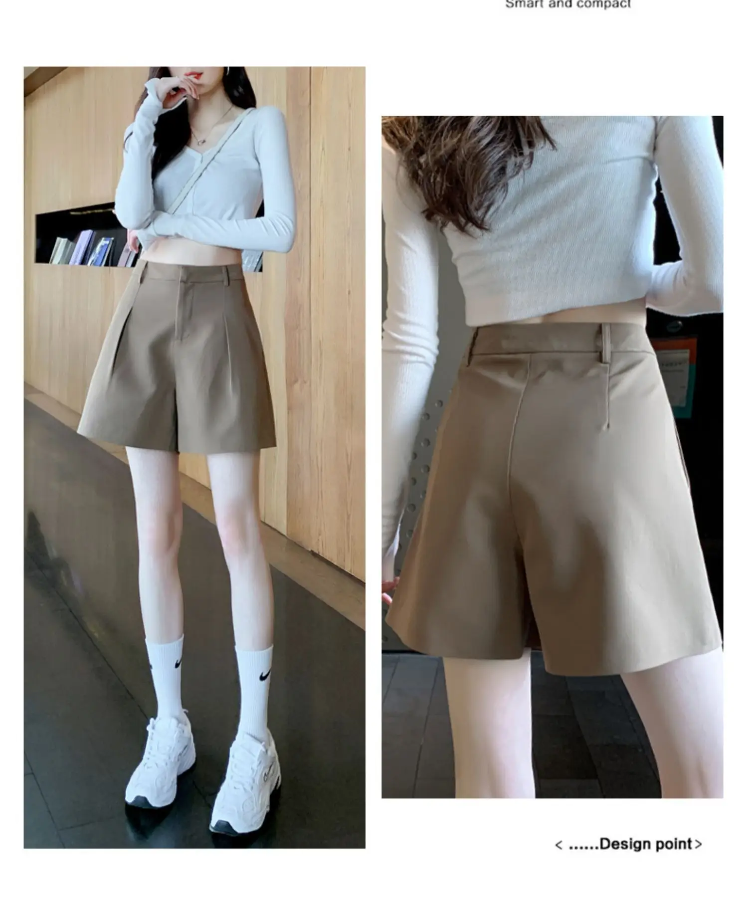 Women Khaki Slimming Shorts High Waist Loose Summer — feature 20