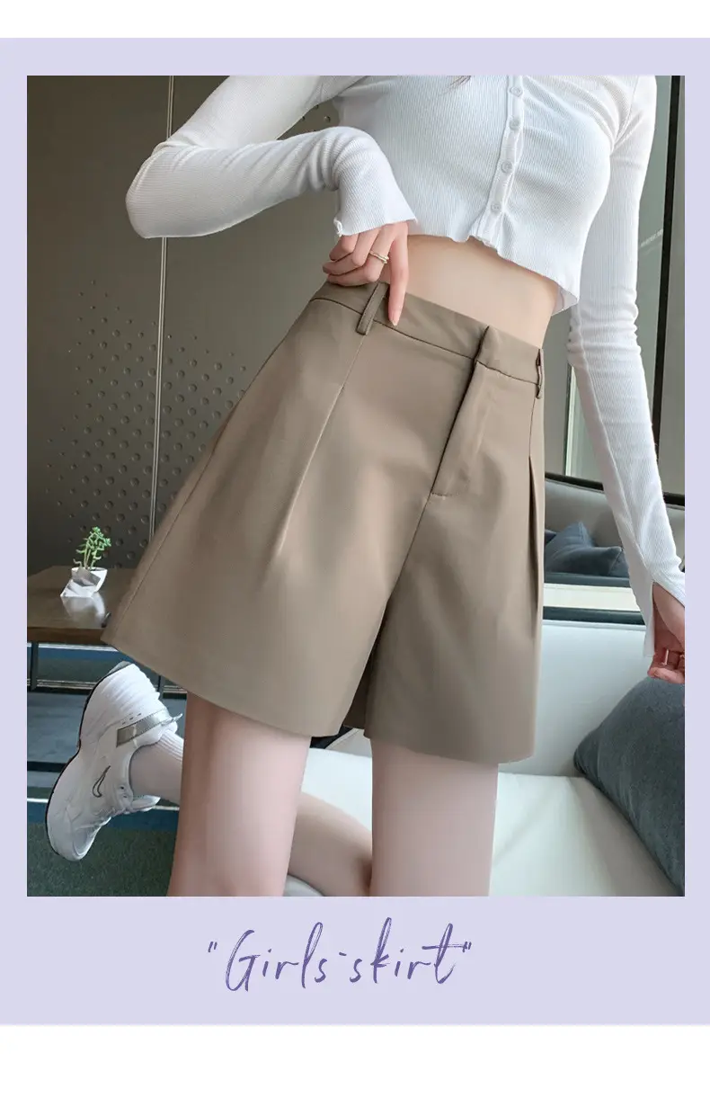 Women Khaki Slimming Shorts High Waist Loose Summer — feature 21
