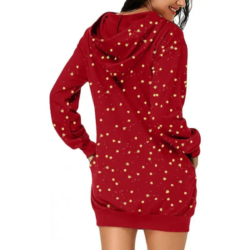 Christmas Printed Hooded Vest for Women Black