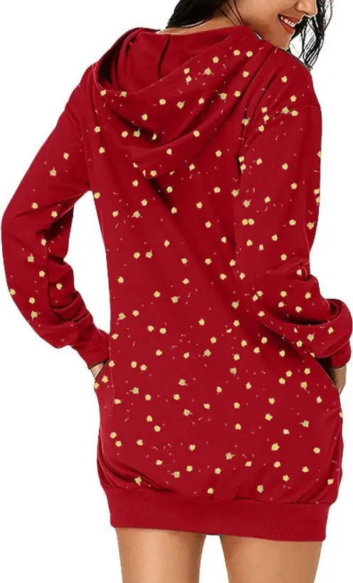 Christmas Printed Hooded Vest for Women Black — feature 4
