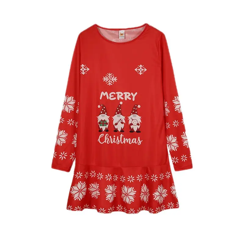 Red Snowflake Elk Print Christmas Dress for Women