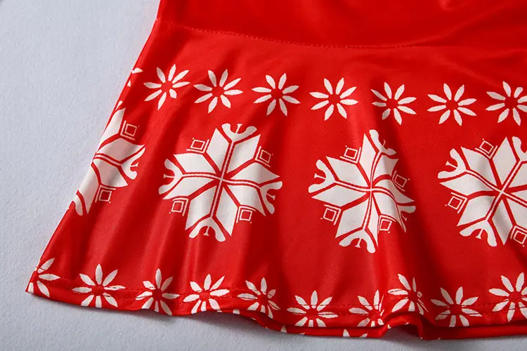 Red Snowflake Elk Print Christmas Dress for Women — feature 13
