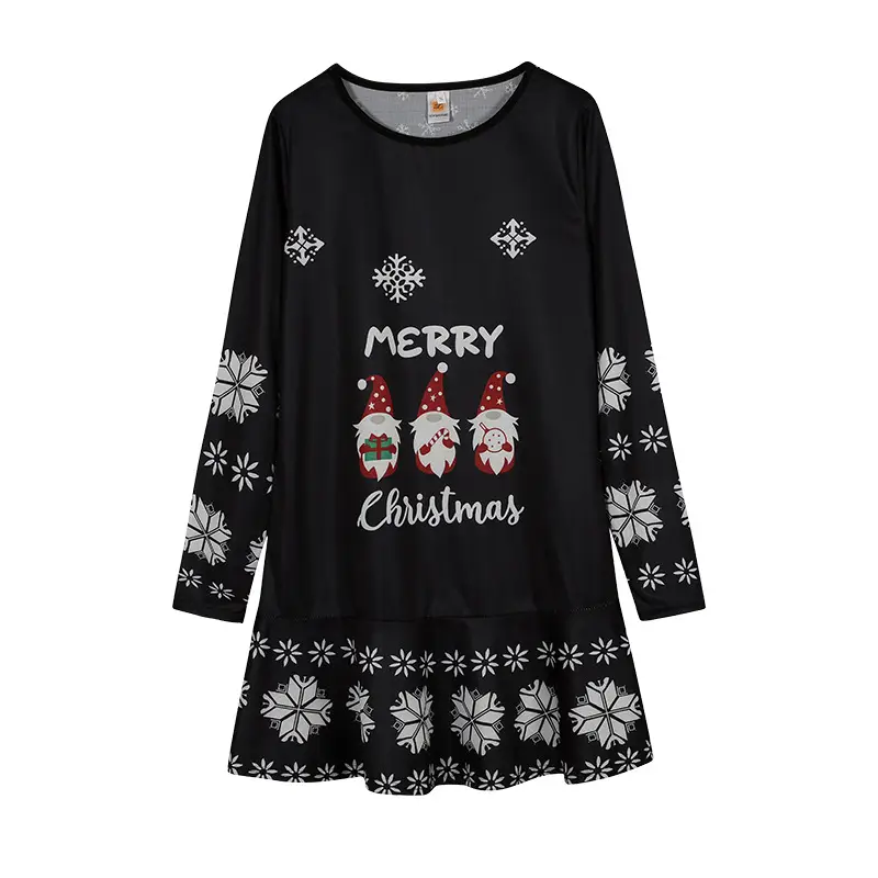 Red Snowflake Elk Print Christmas Dress for Women — feature 6