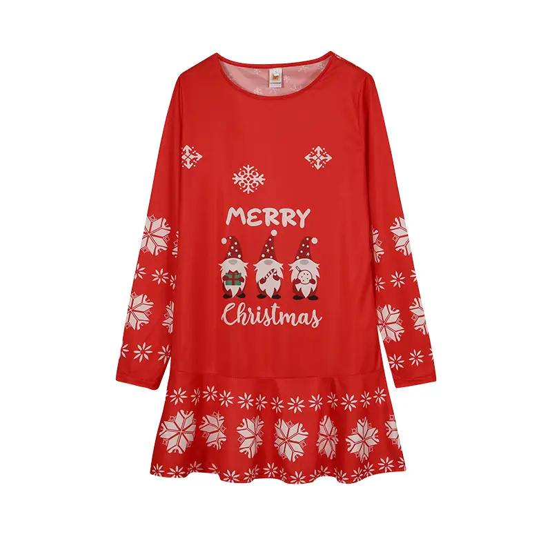 Red Snowflake Elk Print Christmas Dress for Women — feature 8