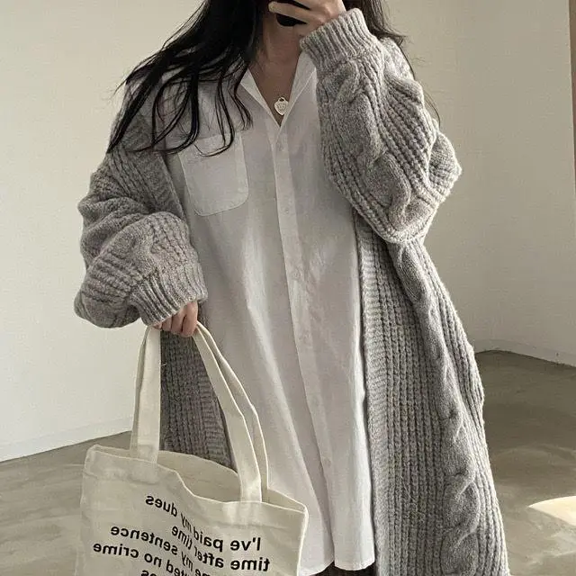 Women's 2024 Loose White Lapel Shirt Skirt Mid-Length — feature 9
