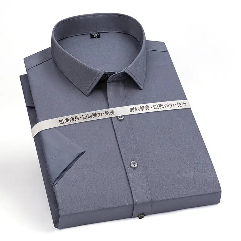 Men Light Blue Stretch Formal Shirt 2025 Summer - Image 6
