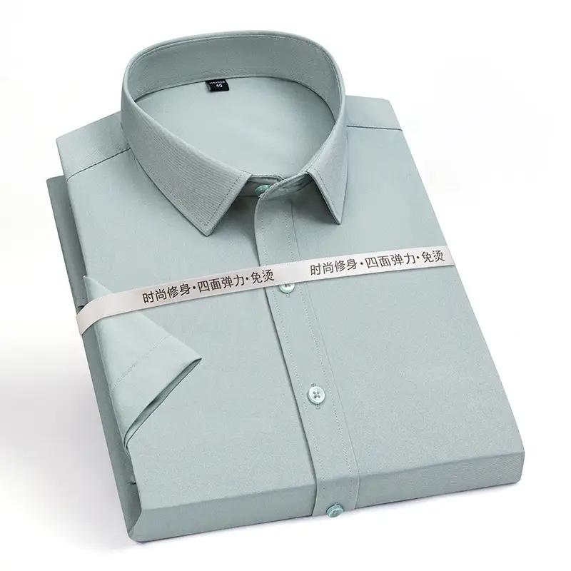 Men Light Blue Stretch Formal Shirt 2025 Summer - Image 9