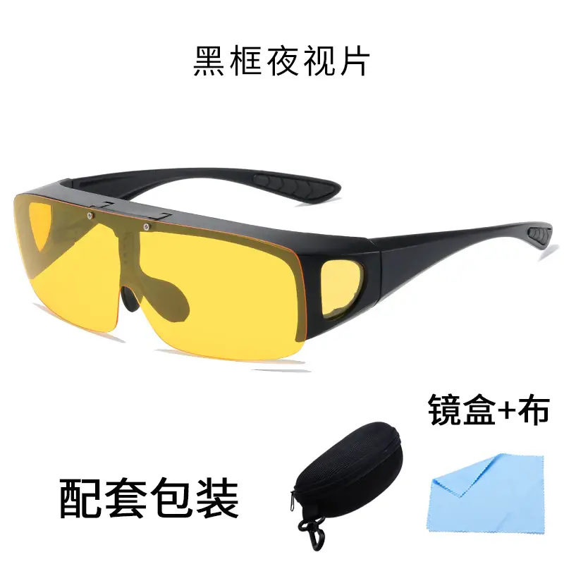 Men Polarized Night Vision Sunglasses Black Frame Yellow Lens - Image 8