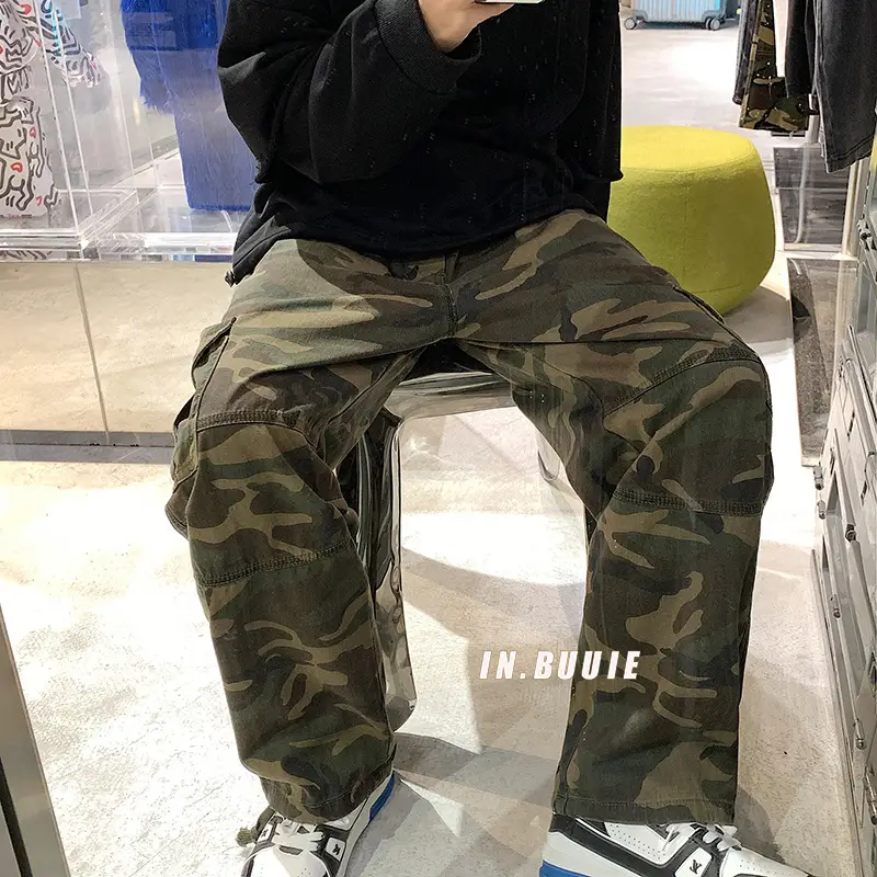 Men Vintage Camo Oversize Drawstring Pants - Image 5