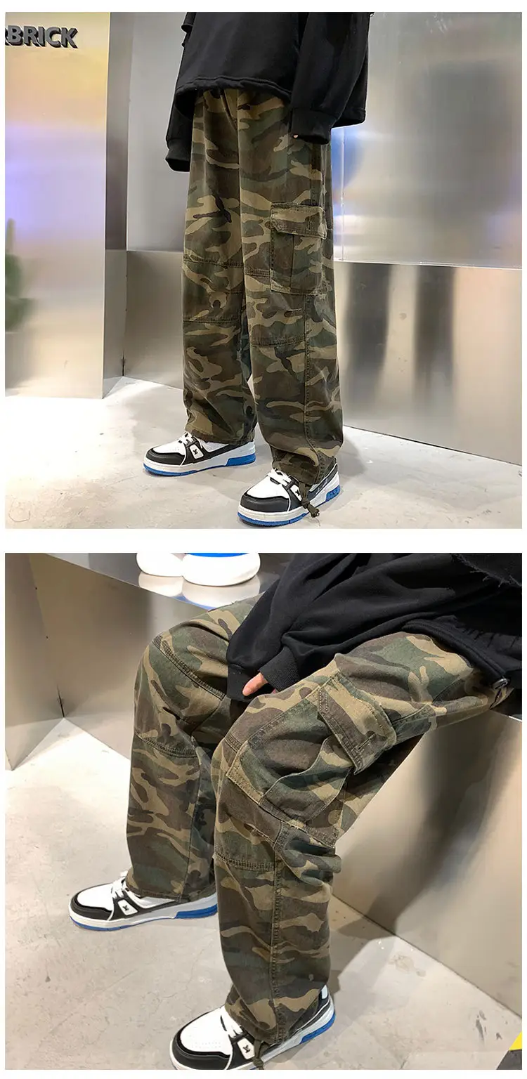 Men Vintage Camo Oversize Drawstring Pants — feature 4