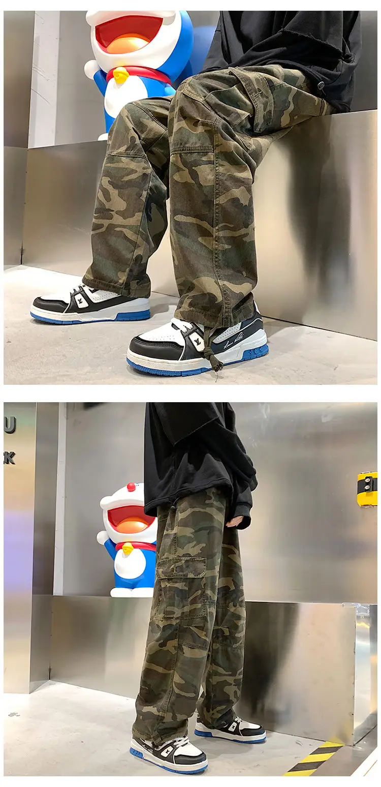 Men Vintage Camo Oversize Drawstring Pants — feature 5