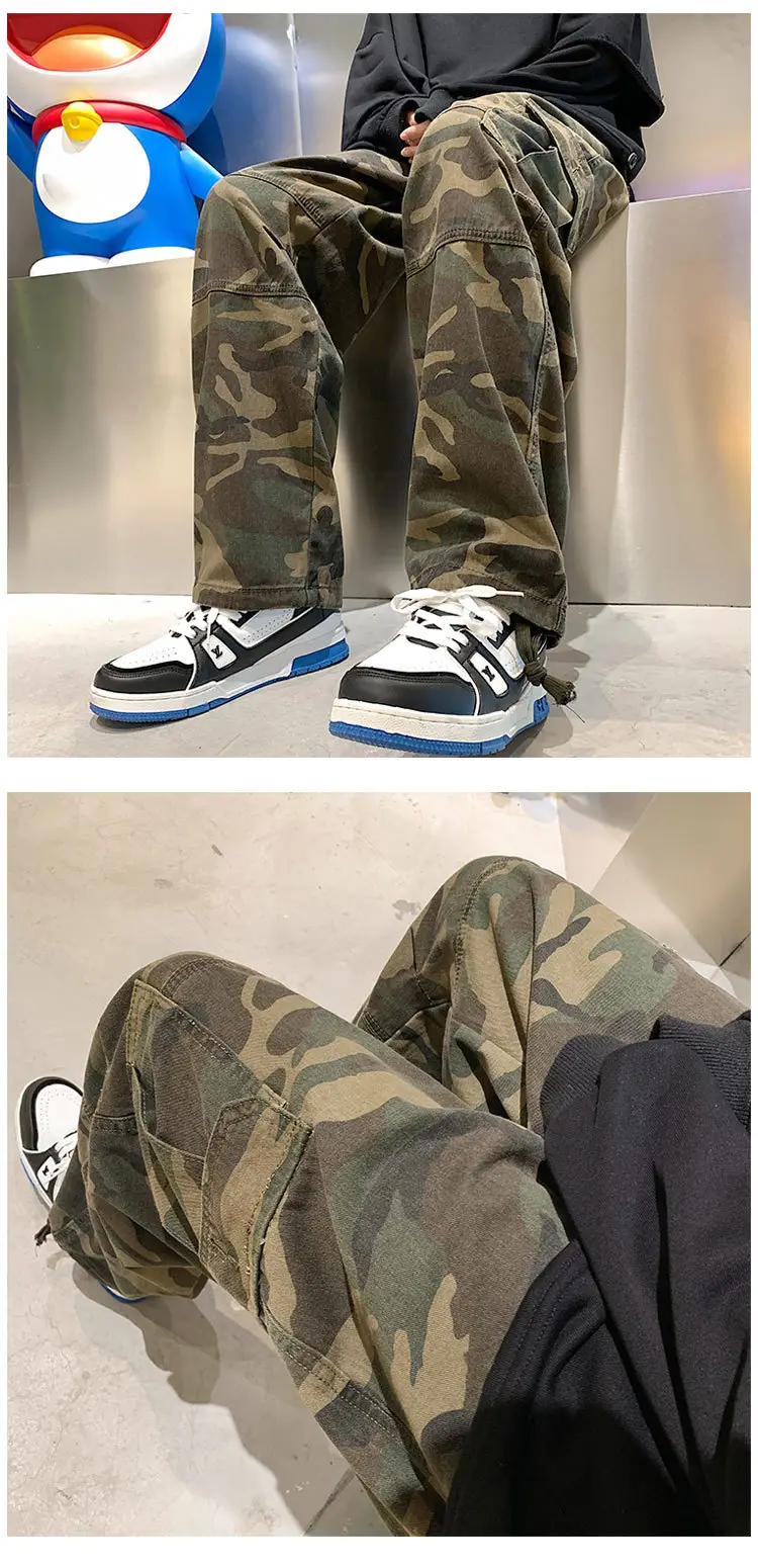 Men Vintage Camo Oversize Drawstring Pants — feature 6