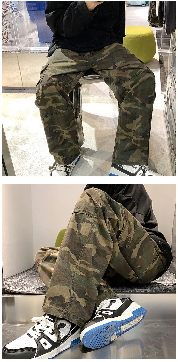 Men Vintage Camo Oversize Drawstring Pants — feature 7