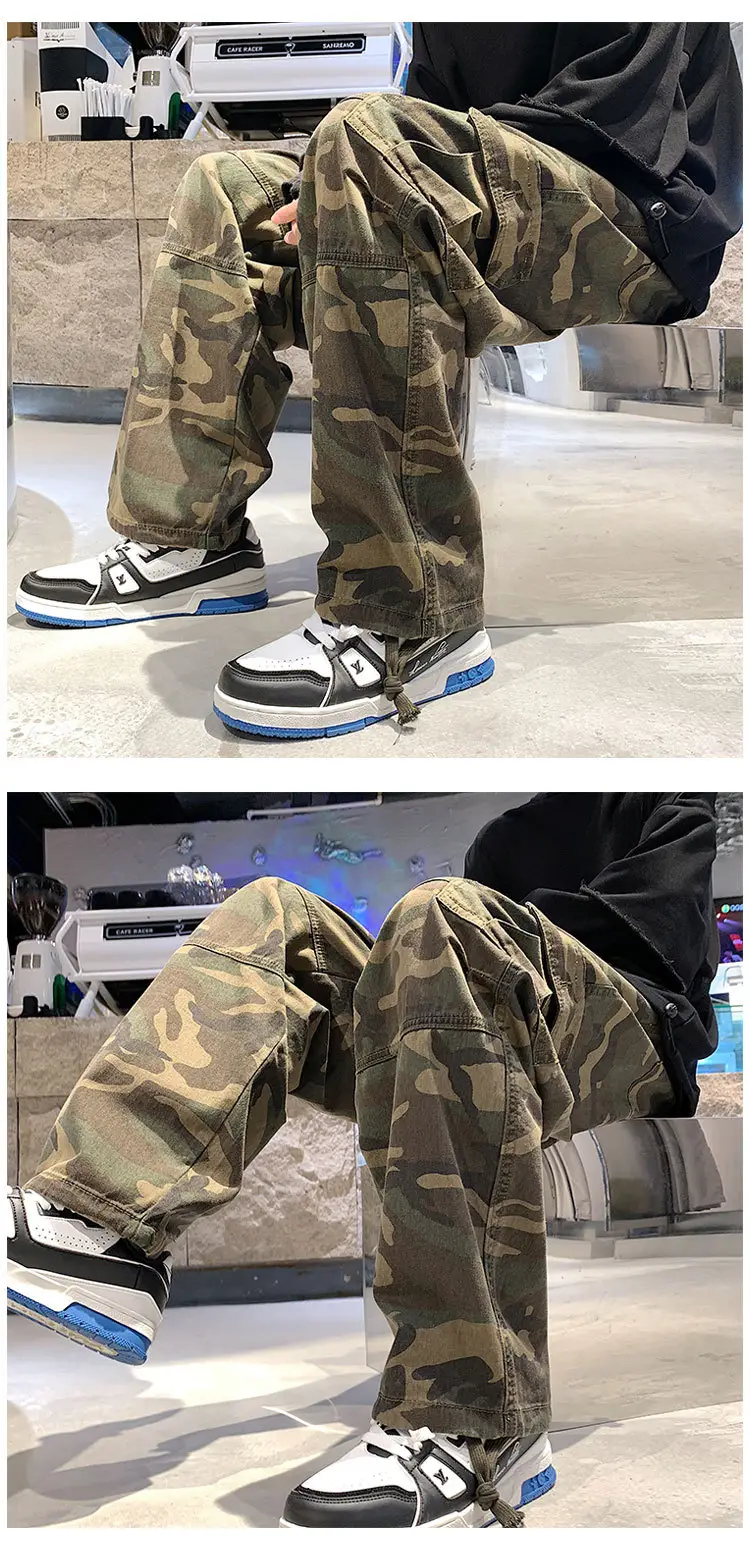 Men Vintage Camo Oversize Drawstring Pants — feature 8