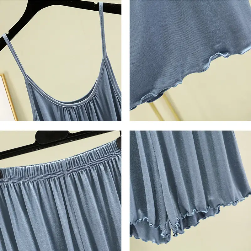 Women's Blue Modal Camisole & Shorts Set Large - Image 14
