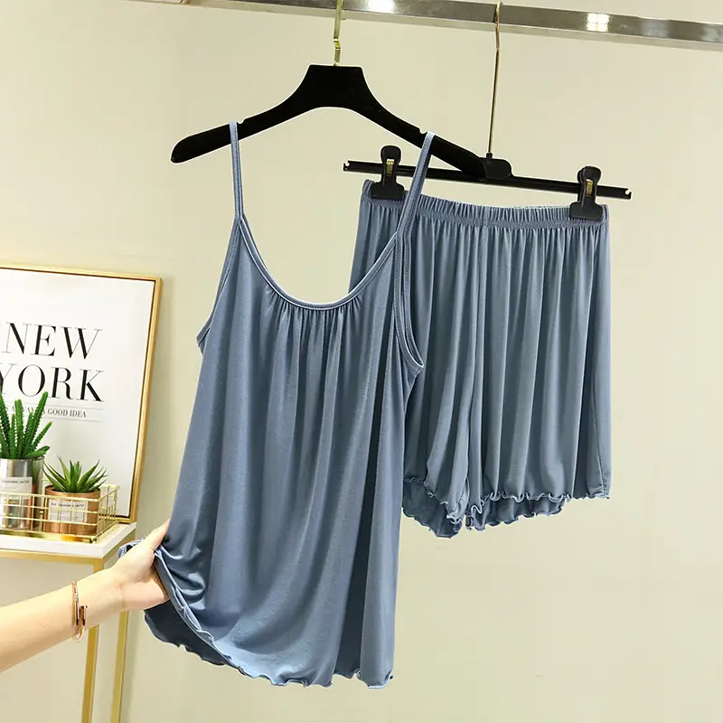 Women's Blue Modal Camisole & Shorts Set Large - Image 15