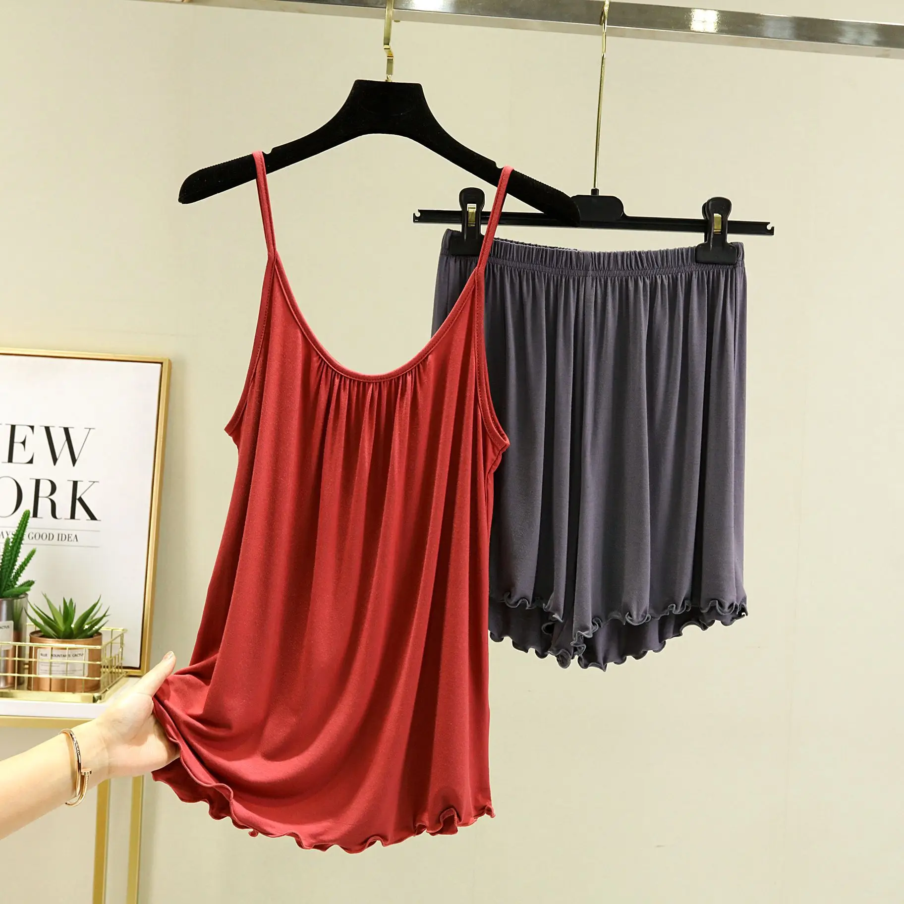 Women's Blue Modal Camisole & Shorts Set Large - Image 10