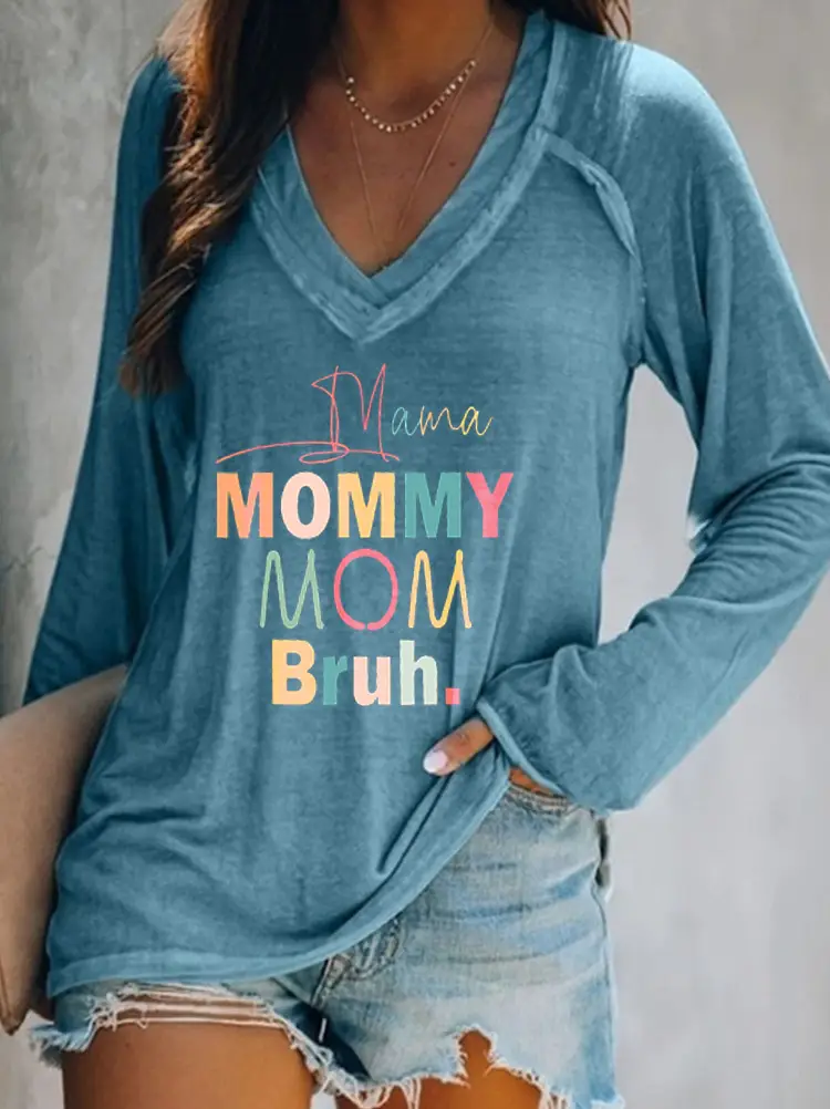 2022 V-Collar Mommy Mommy T-Shirt Green