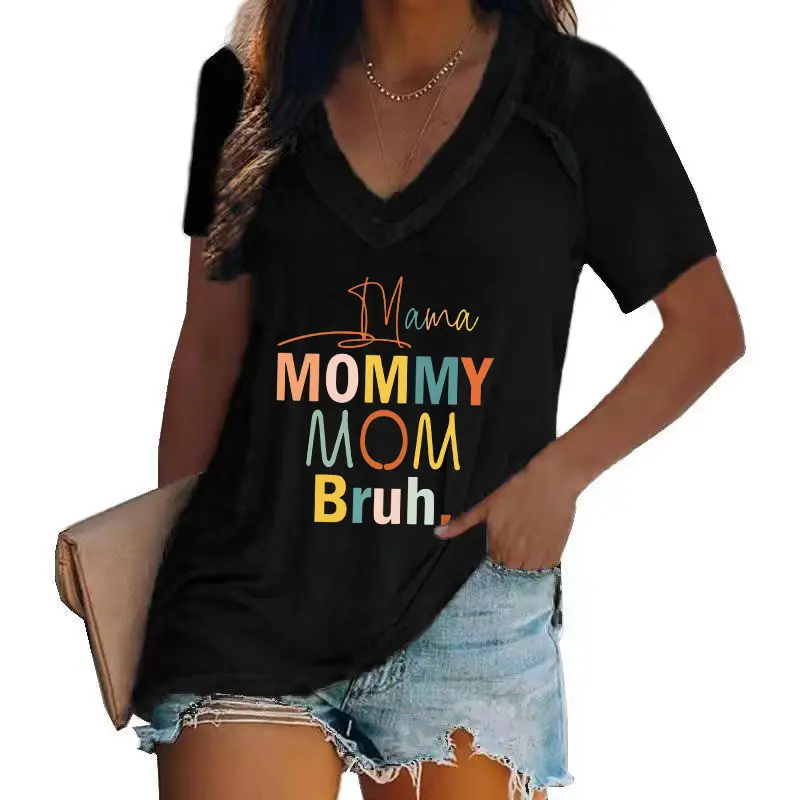 2022 V-Collar Mommy Mommy T-Shirt Green