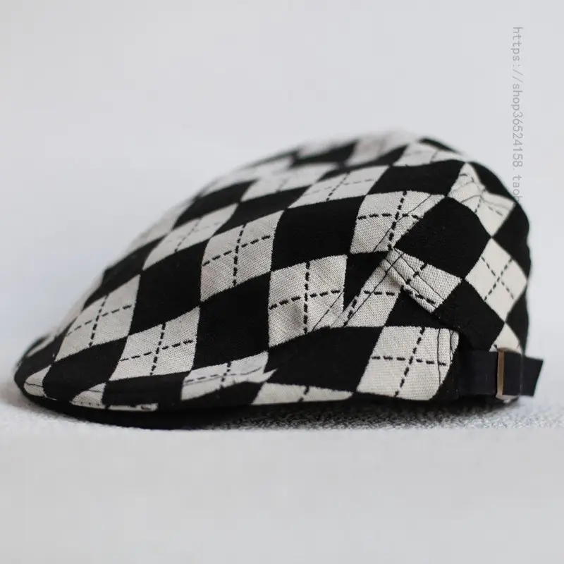 Men's Retro Plaid Flat Cap Summer British Casual