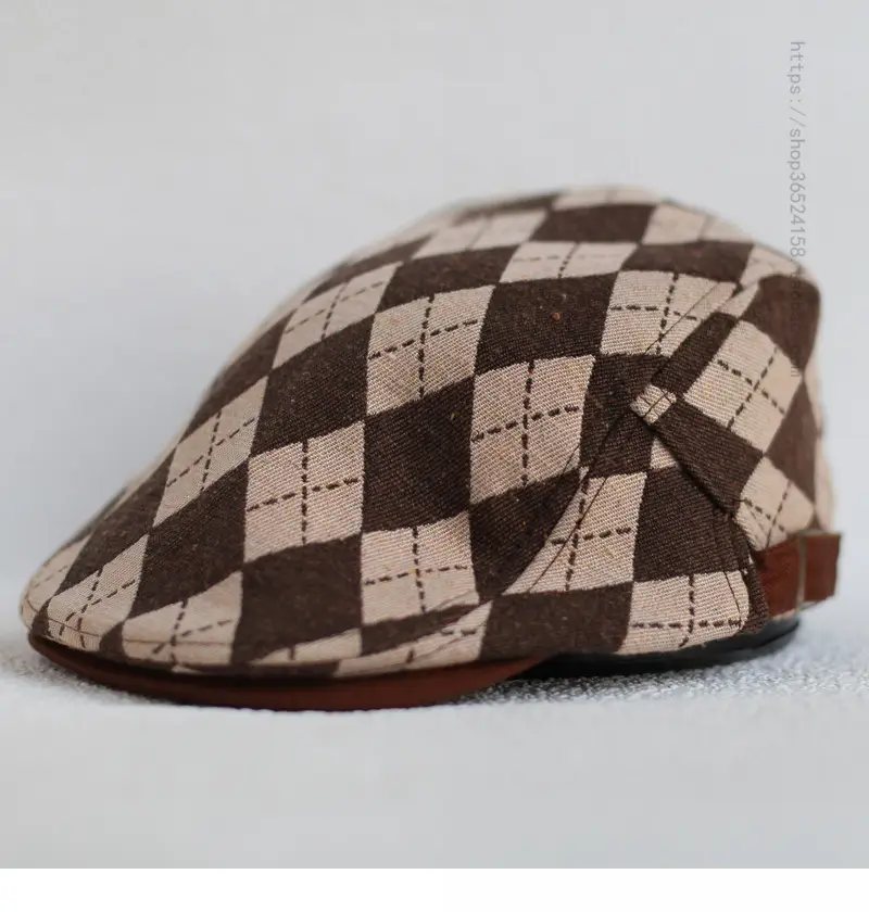 Men's Retro Plaid Flat Cap Summer British Casual — feature 9