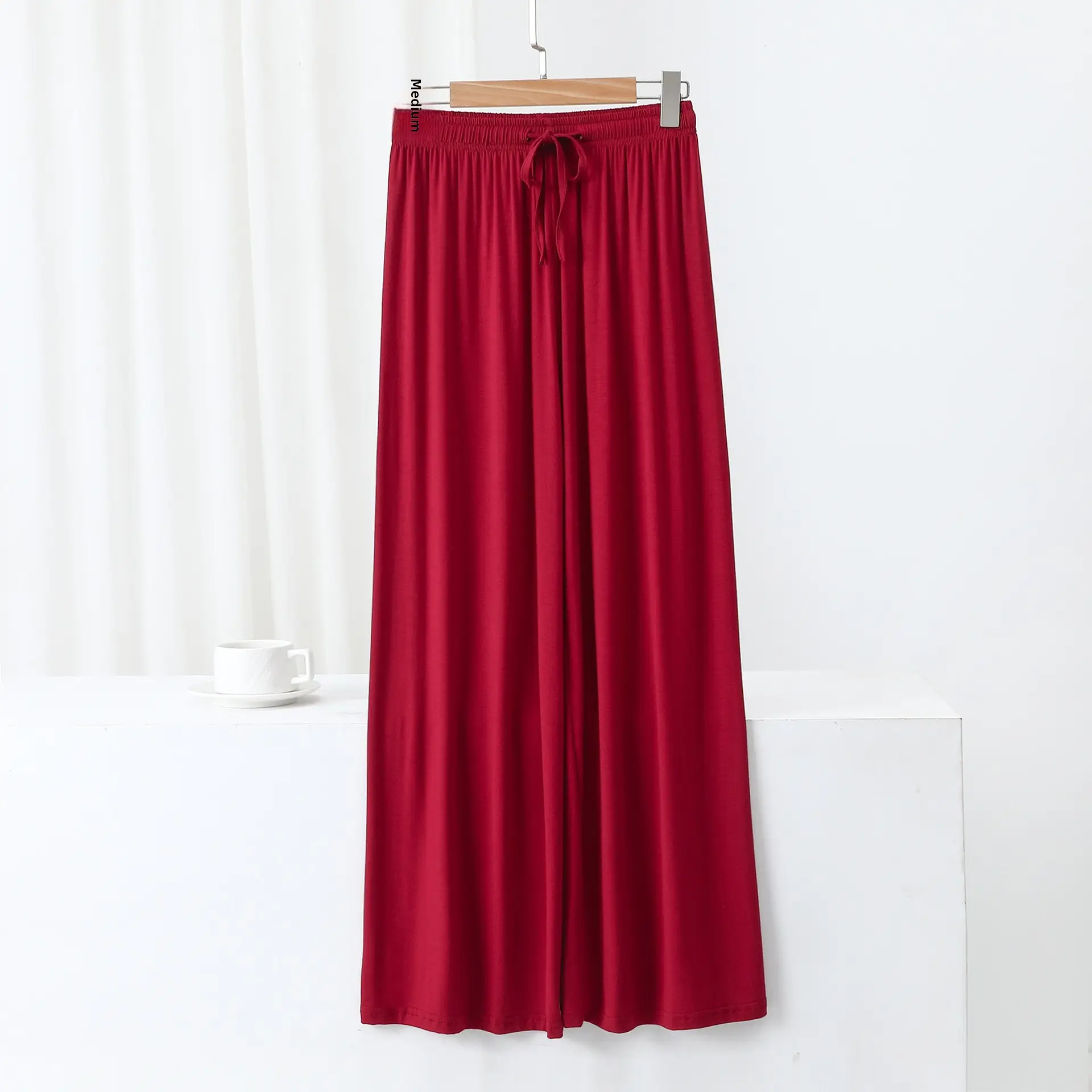 Red Modal Wide Leg Pants Spring Summer 2022 - Image 22
