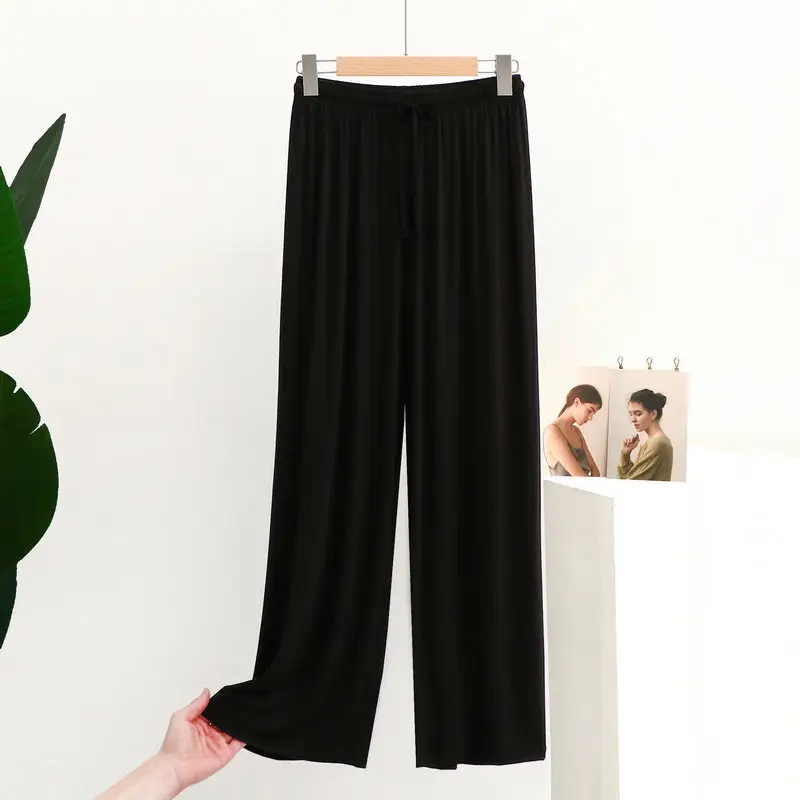 Red Modal Wide Leg Pants Spring Summer 2022 - Image 3