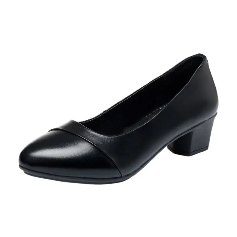 Soft Leather Single-layer Shoes Women's Low Heel Spring and Summer Soft Sole Comfortable Non-slip Fashion Leather Shoes Women's Shoes Mid-heel Mama Shoes Work Shoes - Image 8
