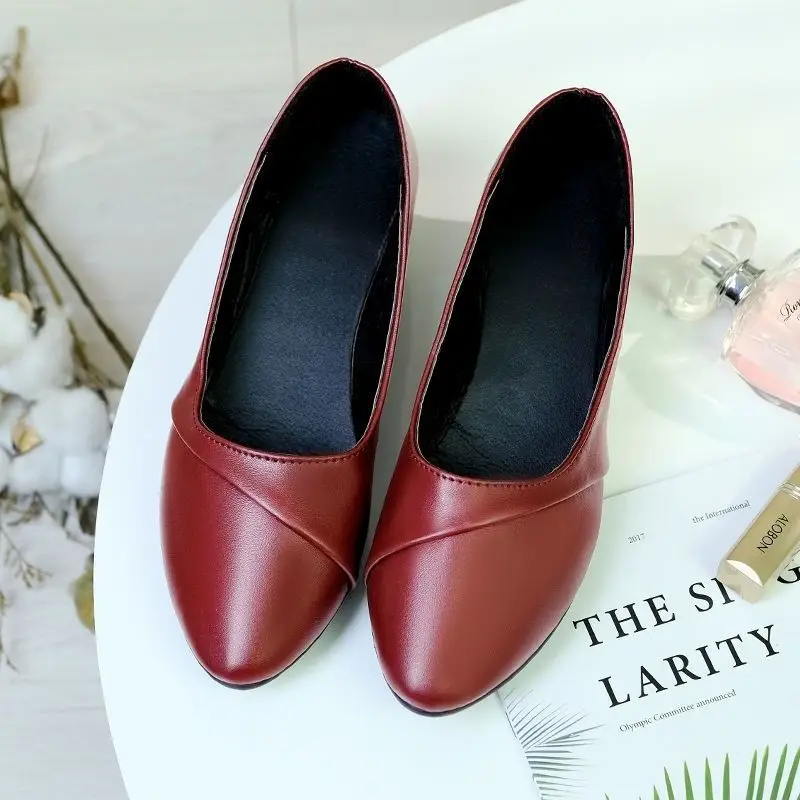 Soft Leather Single-layer Shoes Women's Low Heel Spring and Summer Soft Sole Comfortable Non-slip Fashion Leather Shoes Women's Shoes Mid-heel Mama Shoes Work Shoes — feature 16