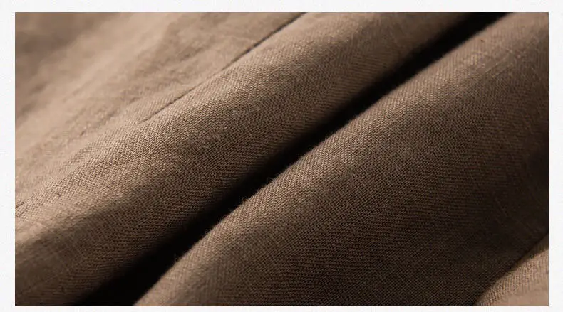 Plus Size Linen Skirt Brown High Waist A-Line — feature 4
