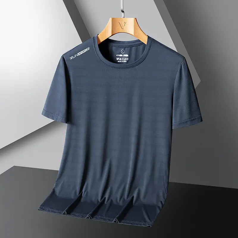 Men's Running Ice Silk Slim Fit T-Shirt Teal - Image 9