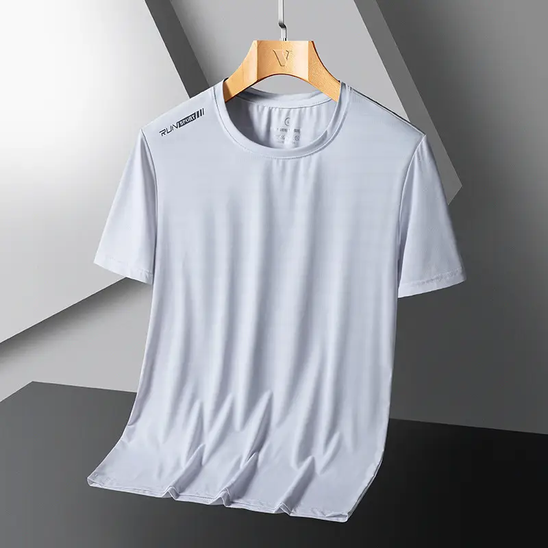 Men's Running Ice Silk Slim Fit T-Shirt Teal - Image 10