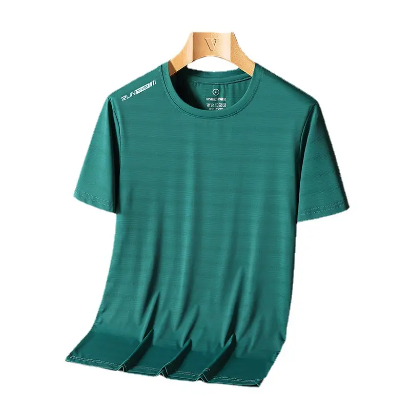 Men's Running Ice Silk Slim Fit T-Shirt Teal - Image 12