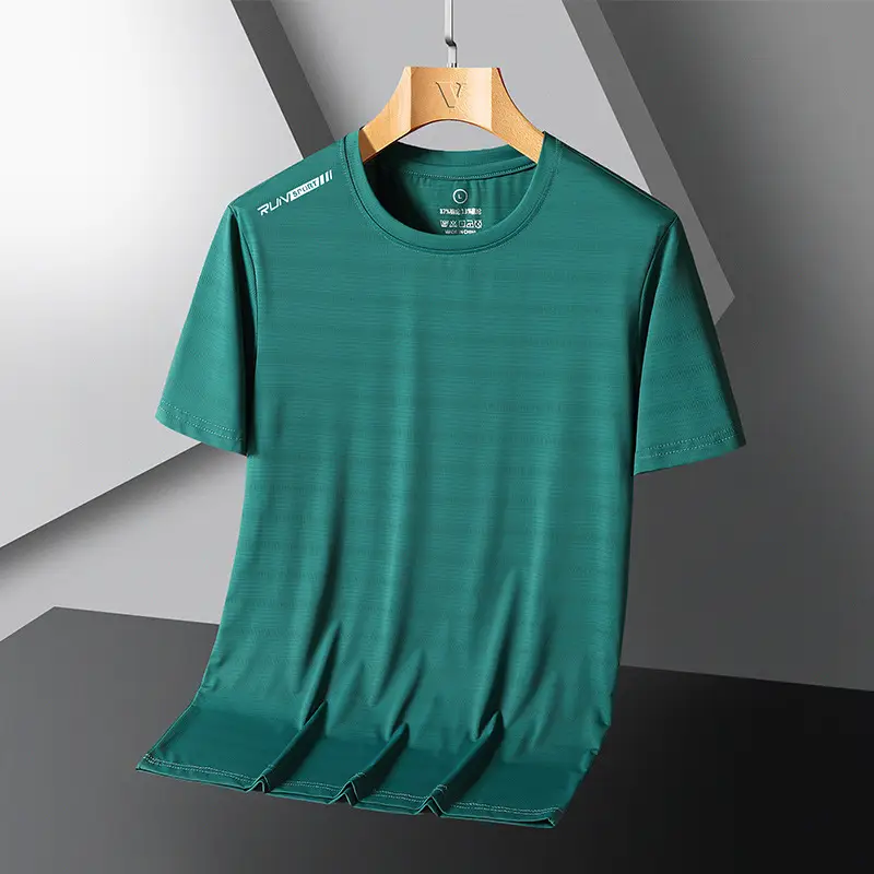 Men's Running Ice Silk Slim Fit T-Shirt Teal - Image 2