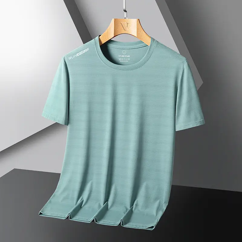 Men's Running Ice Silk Slim Fit T-Shirt Teal - Image 6