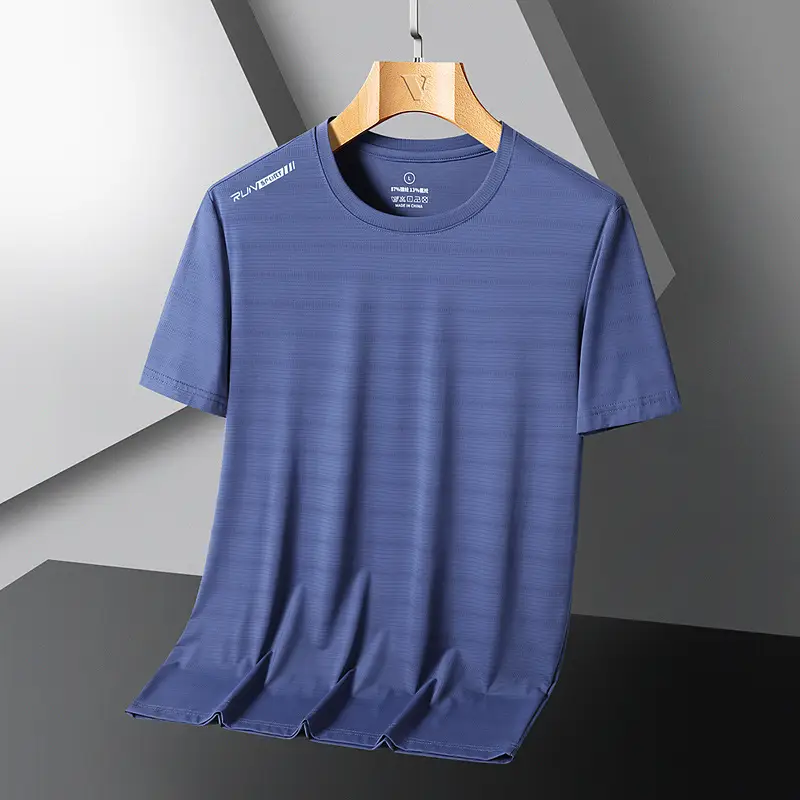 Men's Running Ice Silk Slim Fit T-Shirt Teal - Image 7