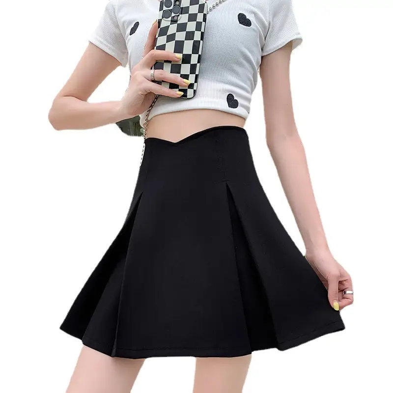 Hip-Hugging Pleated Skirt Women Brown High Waist - Image 7