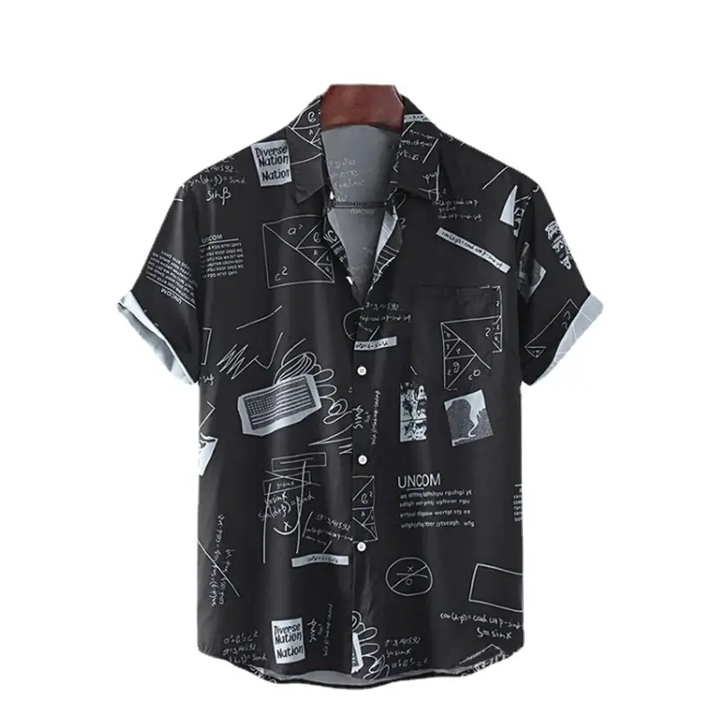 Men's Printed Short Sleeve Hawaiian Shirt White 2024 - Image 7