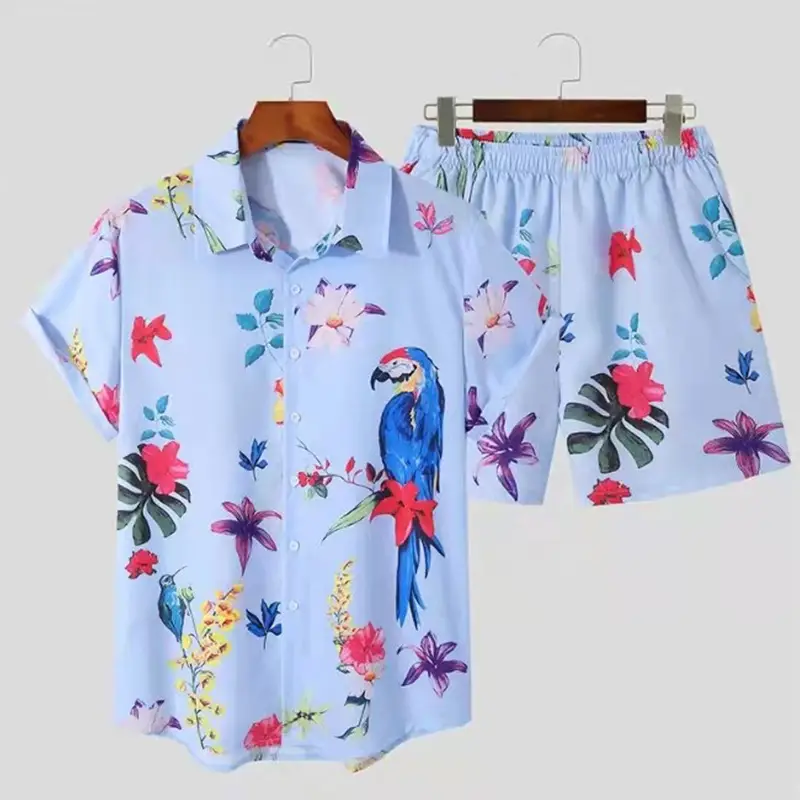 Men's Printed Short Sleeve Hawaiian Shirt White 2024 — feature 13